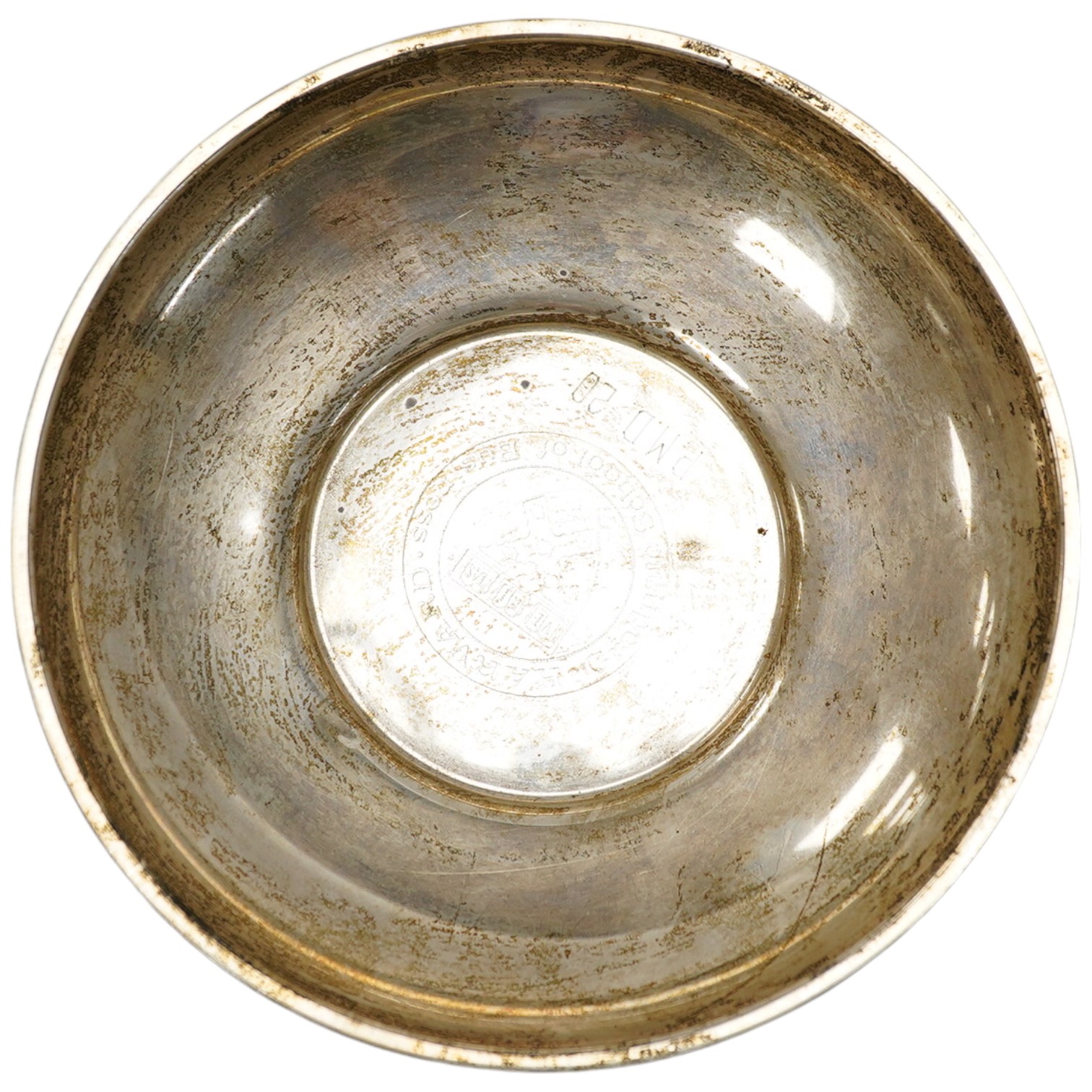 A sterling presentation circular dish, inscribed, 15.2cm, 4.2oz. Condition - fair